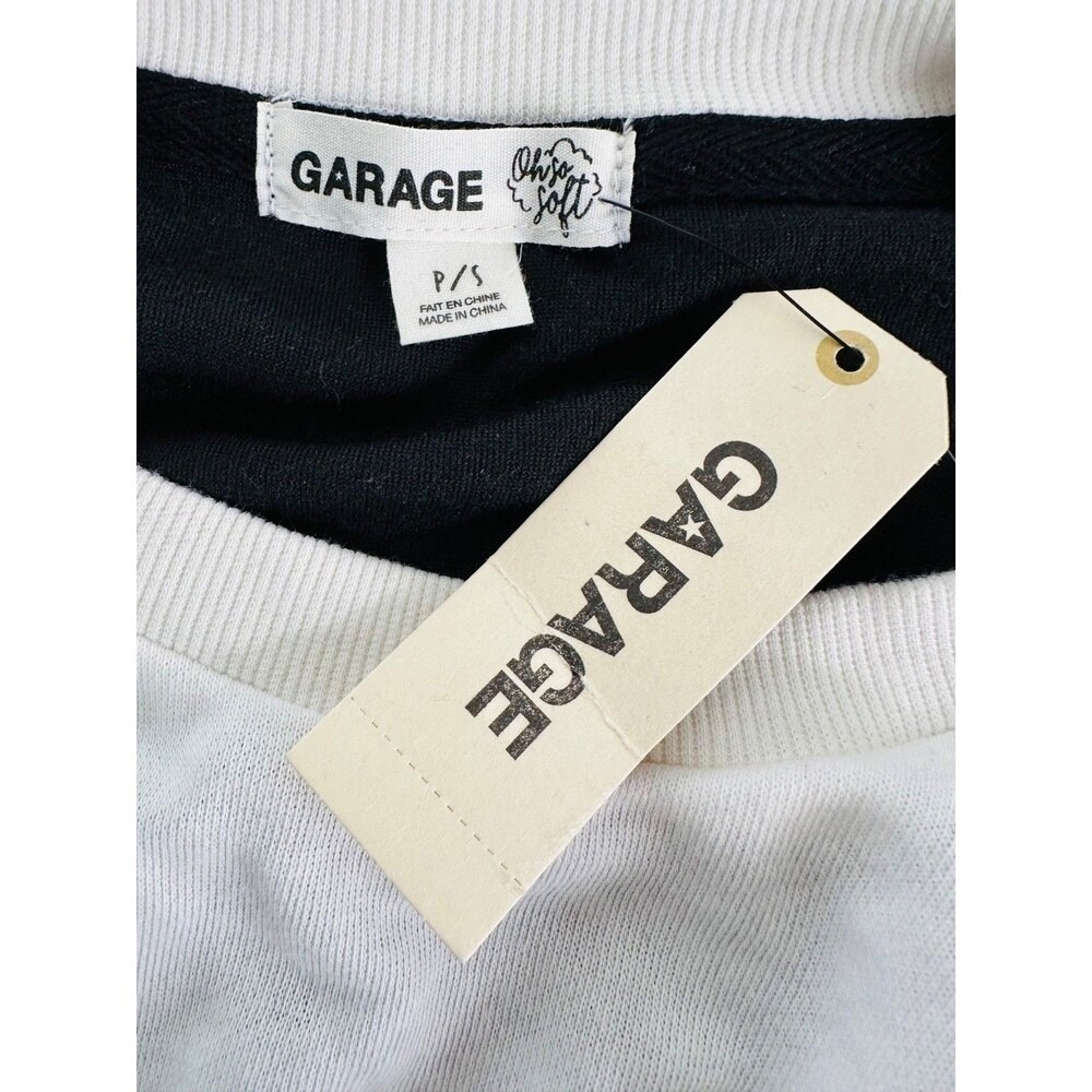 Garage Velour ColorBlock Knit Top Long Sleeve Women's Small White & Black NWT - Picture 9 of 10